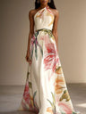 All-over Print Halter Waist Parties Vacation Maxi Dresses
