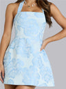 Printed A-pendulum Tube Top Blue Flowers Parties Mini&Short Dresses