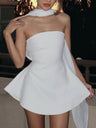 Ribbon Strapless Waist Shaping Mini&Short Dresses
