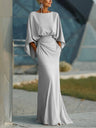 Backless Pleated Fitted Long Dress