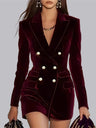 Velvet Thickened Long Sleeve Double-breasted Grace Profession Suit Dress
