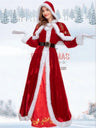 Christmas Role-playing Costume Hooded Shawl Skirt Belts Gloves Multi-piece Sets