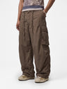 Fine Check Loose-fit Tooling Wide-leg Cargo Trousers