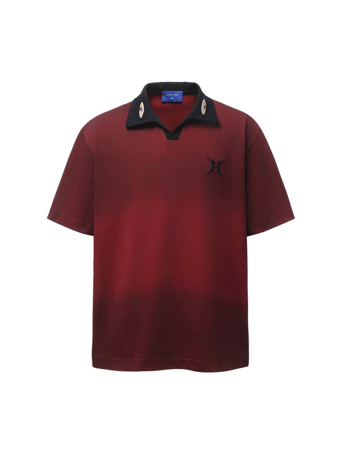 Notch-Collar Embroidery Gradient Polo Shirts