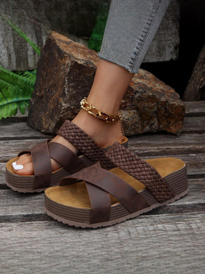 Cross-strap Woven Sandals