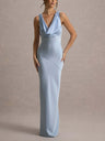 Satin Fitted Bodycon Fishtail Backless Sexy Zipper Maxi Dresses