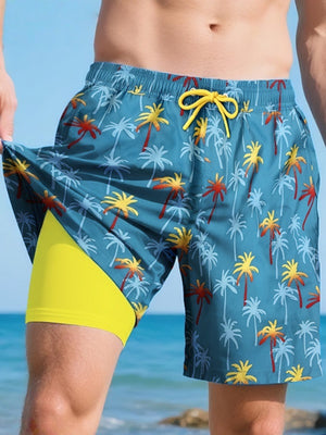 Printed Stretch Loose-fit Quick-drying Beach Shorts