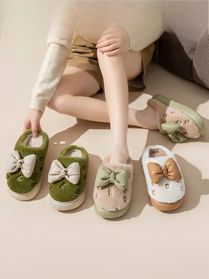 Colorblock Bow Slippers