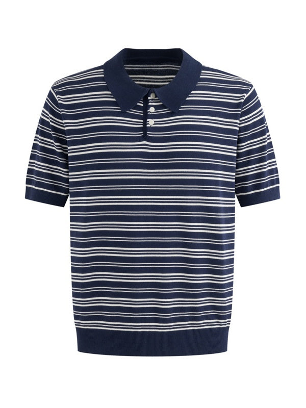 Retro Color-blocked Stripes Loose-fit POLO Shirt