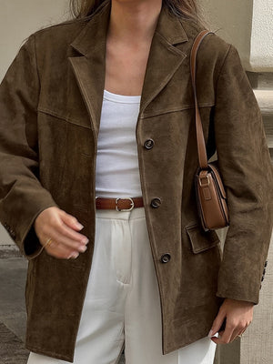 Liber Autumn Women's Buttons Suede Jackets