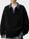 V-neck Color Matching Loose Simplicity Polo