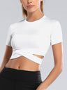 Cross Neck Tight-fitting Shorts Exercise And Fitness Yoga Short-sleeved T-shirt