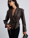 Lace-up Faux Leather Jacket