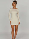 Solid Color Long-sleeved Slim-fit Top With Exposed Hips Mini&Short Dresses