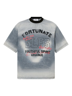 Washed Inkjet Printing Monkey Denim T-shirts