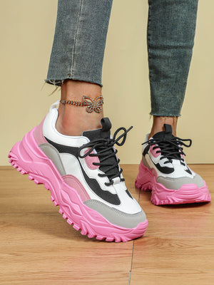 Color-blocked Platform Women's Casual Sneakers