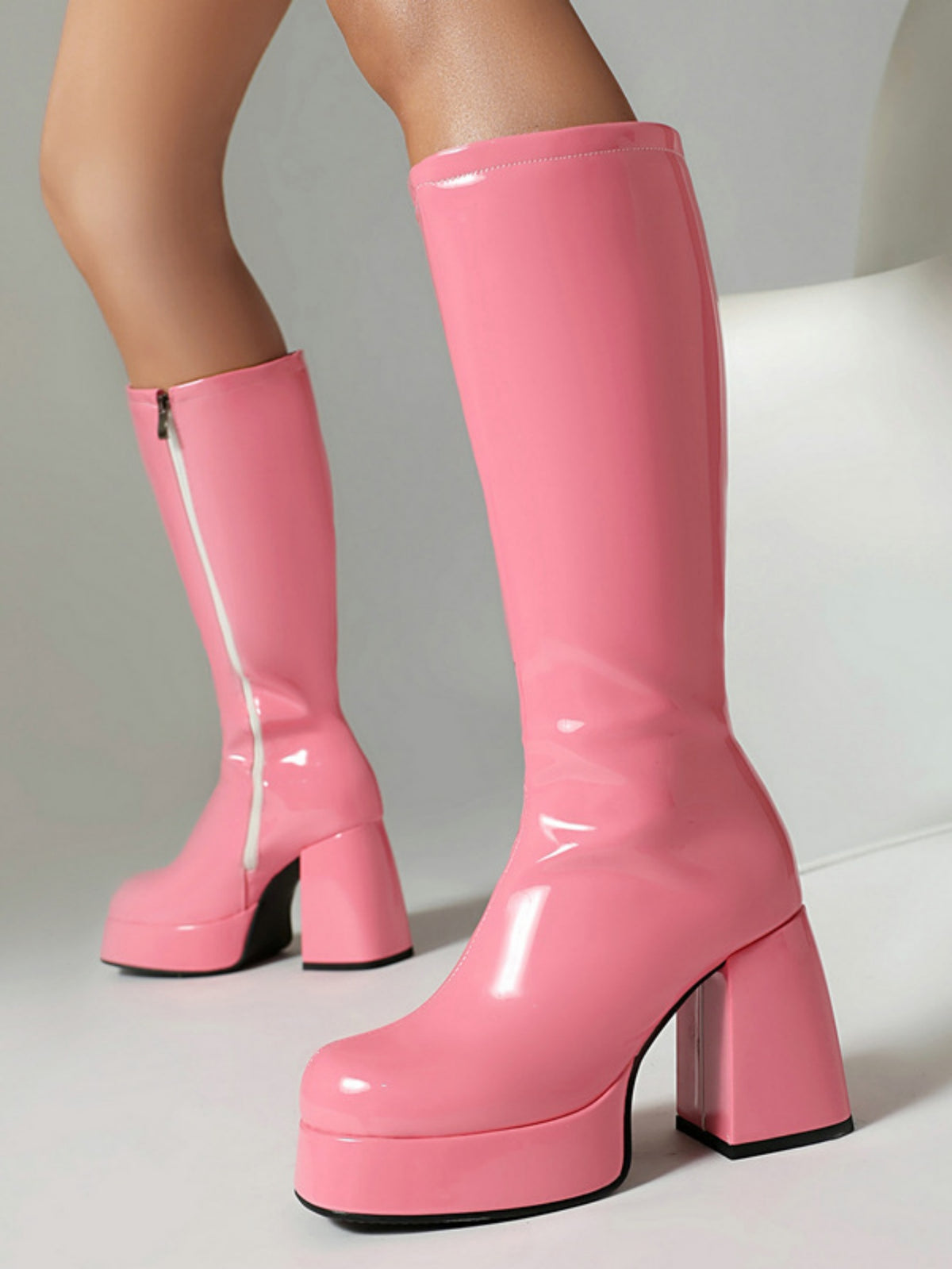 Colorful Platform High-heeled Fashion Mid-calf Boots