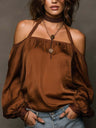 Off-the-shoulder Matte Satin T-shirt