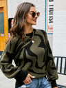 Liber Autumn Women's Contrasting colors Zebra print Sweaters Long sleeve Crew Neck Short top