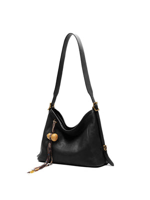 A Hobo Bag Made Of Vegetable-tanned Cowhide With Magnetic Pockets, Perfect For Crossbody, Tote, Or Shoulder Use. A Spring Women's Bag.