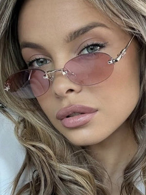 Oval Retro Frameless Sunglasses