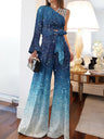 Off-shoulder Casual High-waisted Plus Size Wide-leg Jumpsuit