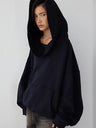 Casual Ribbed Hem Solid Color Off-shoulder Hooded Sweatshirt