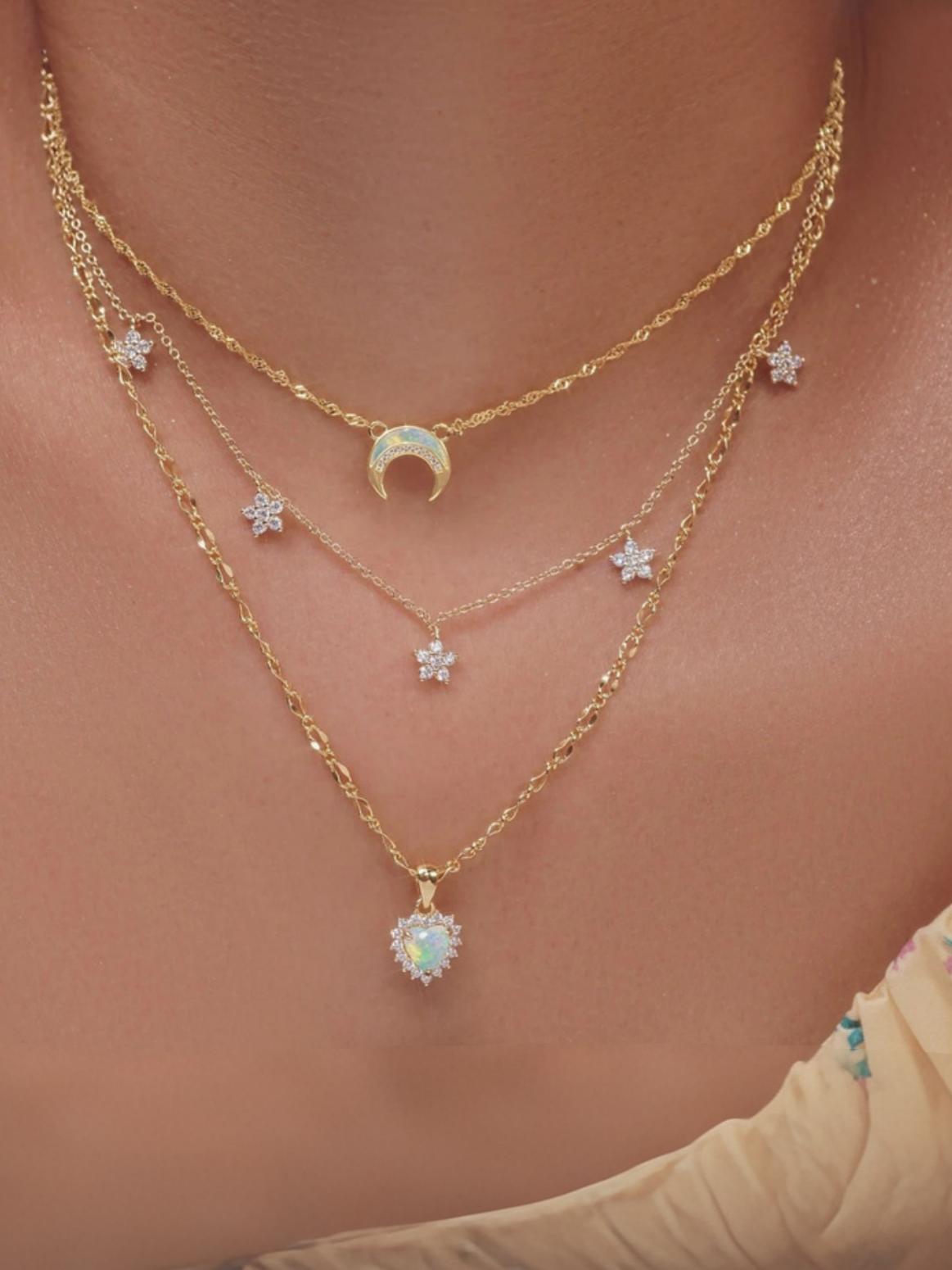 Multi-Heart Moon Alloy Necklace