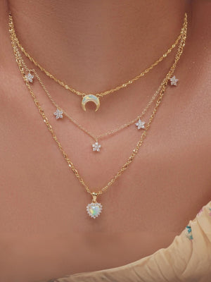 Multi-Heart Moon Alloy Necklace