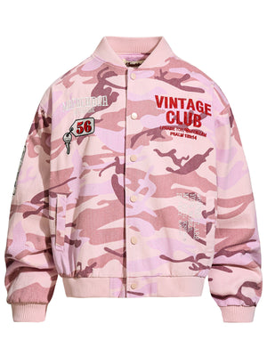 Retro Letter Embroidery Camouflage Plush Work Jacket