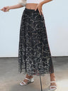 Black Sequined A-line Skirt
