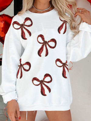 Christmas Bow Sequins And Glitter Valentine's Day Sweatshirts&Hoodies