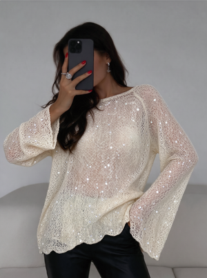 Elegant Sequined Knit Sweater