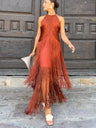 Halter-neck Tassel Long Dress