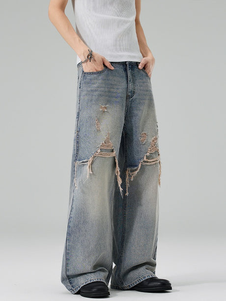 Patchwork Hole Rough Edges Jeans