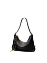 A Small, Soft, Hobo-style Large Shoulder Bag Made Of Top-grain Cowhide Leather, Perfect For Commuting, Versatile, Black, Crossbody, Or Underarm Style.