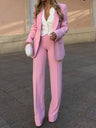 Lapel Suit Jacket High-waisted Loose-fitting Trousers 2-piece Sets