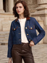 Liber Autumn women's denim button cropped jacket