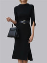 Grace Mid-rise Commuting Waist Profession Mid-length Sleeves Midi Dresses