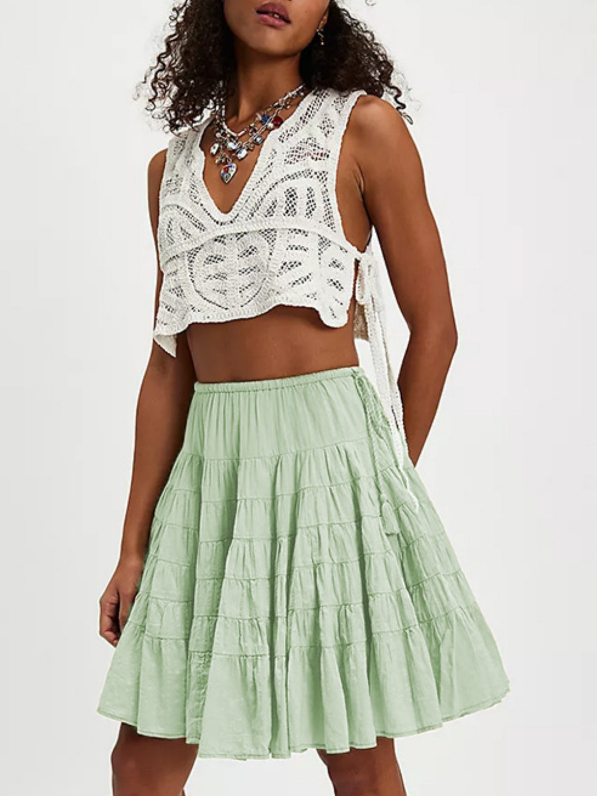 Multi-story Straps Sweet Short Skirt