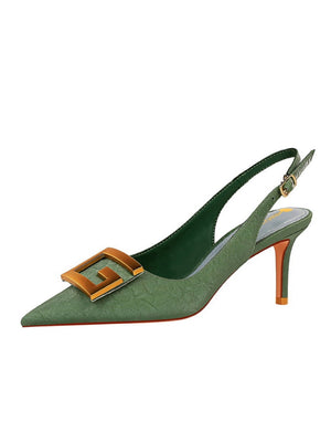 Liber Spring and Autumn Metal Buckle Women's High Heels