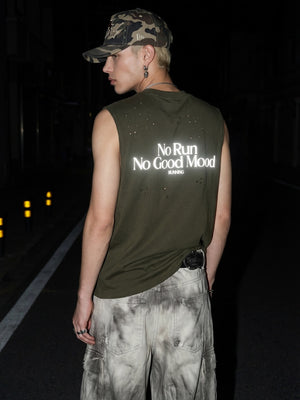 Hole Running Reflective Printed Tank Tops