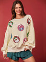 Christmas Egg Sequined Long Sleeve Loose Sweatshirt Pullover Top