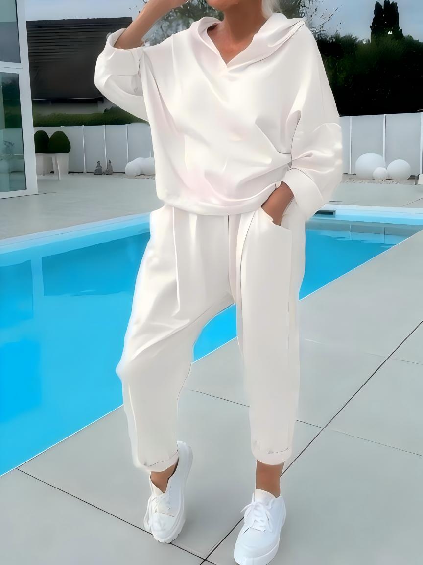 Ensembles 2 pièces comprenant un sweat à capuche et un pantalon de couleur unie