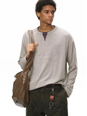 Liber Autumn Neutral wear Embroidery Letter T-shirts