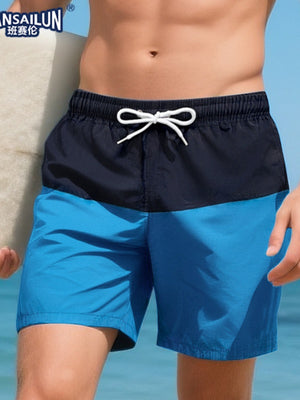 Loose-fit Straight-fit Breathable Color-blocked Four Points Beach Shorts