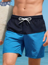 Loose-fit Straight-fit Breathable Color-blocked Four Points Beach Shorts