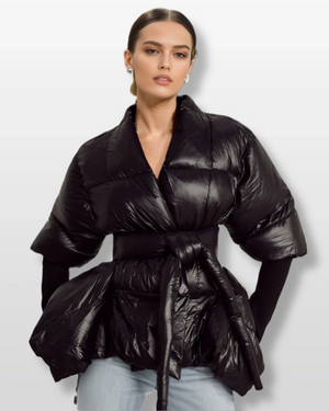 Slim-fit Long Sleeves Lace Up Winter Coats