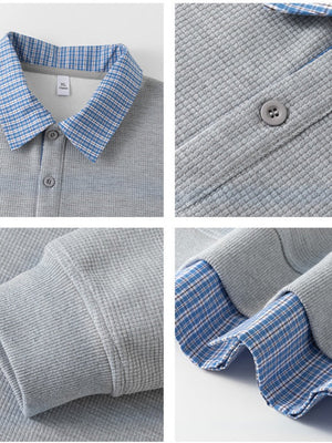 Retro Plaid Loose Fake Two Pieces Polo