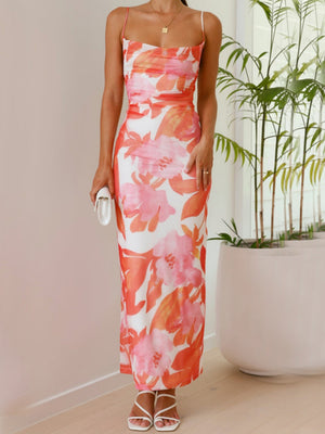 Resort-style Floral Print Strapless Maxi Dress